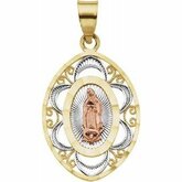 Tri-Color Lady of Guadalupe Marquise Pendant
