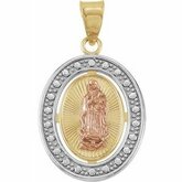 Tri-Color Our Lady of Guadalupe Oval Pendant
