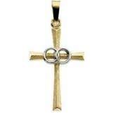 Two Tone Cross Pendant with Wedding Bands